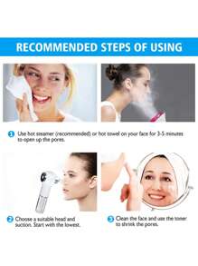 HYUNDAI 六合一便携式电动黑头吸出器套装，三种模式，USB充电式黑头吸出器，面部毛孔清洁器，面部及皮肤护理工具 - 白色 - 查看 6