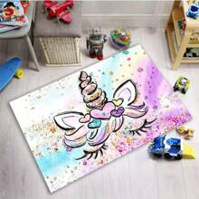 1入組水晶絨客廳地墊,防滑和減輕疲勞功能,隨機顏色 - 卡瓦伊獨角獸 - 查看 2
