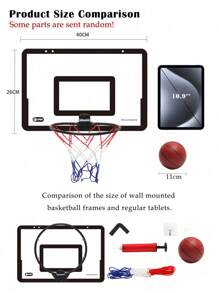 1套可掛式可折疊透明後板迷你籃球架,室內/室外籃球支架,附帶收納功能,男女兒童完美運動玩具 - 黑色 - 查看 6