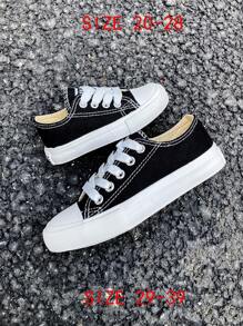 Mid-Top Canvas Children Sneakers, Spring/Autumn Korean Style, Simple Design, Fashionable Low-Top Athletic Laced Shoes, Classic Low-Top Canvas Shoe, Versatile Casual Sports Skateboard Shoes For Kids