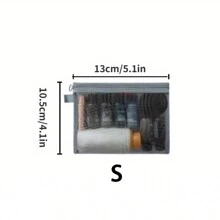 1個透明收納網格化妝收納袋,多功能旅行便攜袋,口紅護膚品收納洗臉化妝包, 灰色和黑色,多個尺寸可用 - 彩色 - 查看 9