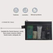 1個透明收納網格化妝收納袋,多功能旅行便攜袋,口紅護膚品收納洗臉化妝包, 灰色和黑色,多個尺寸可用 - 彩色 - 查看 3