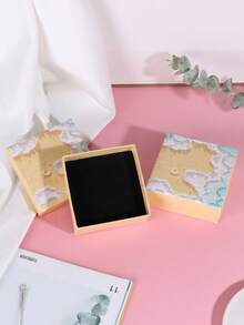 1個黃色復古創意情人節地球和天空蓋首飾盒,適用於項鍊,戒指,耳環 - 黃色 - 查看 3