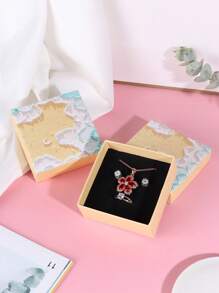 1個黃色復古創意情人節地球和天空蓋首飾盒,適用於項鍊,戒指,耳環 - 黃色 - 查看 7