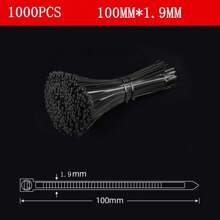 1000入組100*1.9mm自鎖尼龍束線帶,耐低溫,適用於組織各種電線 - 黑色 - 查看 1