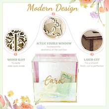 1pc New Design Wedding Card Box Acrylic Iridescent Color (25.5*25.5*15cm) With 2m 40 Led String Light*1 And Cards*1, Transparent Card Storage Box, Party Wedding Festival Birthday New Year Gift Decoration - Color - View 3