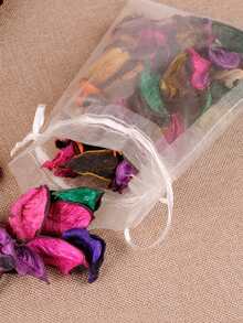 10pcs Candy Colored Organza Pouches For Jewelry Packaging, Gifts, Candies, Bugs Prevention With Drawstring - White - View 10