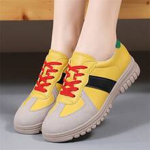 新款休閒復古德國訓練鞋,淺口白色女士運動鞋 - 黃色 - 查看 3