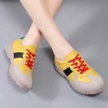 新款休閒復古德國訓練鞋,淺口白色女士運動鞋 - 黃色 - 查看 5