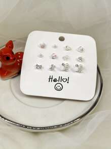 6對/組鋅合金手工耳環套裝，優雅的花朵耳環，輕奢愛情設計，優雅耳環的設計感 - 金色 - 查看 9