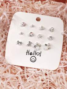 6對/組鋅合金手工耳環套裝，優雅的花朵耳環，輕奢愛情設計，優雅耳環的設計感 - 金色 - 查看 7