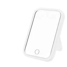 1pc Led Vanity Mirror With Touch-Controlled Lighting For Makeup, Desktop Design Suitable For Home, School Or Travel Use - White - View 2