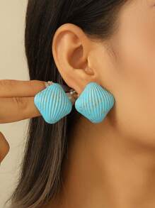 1只女士多色方形鐵線耳環 - 彩色 - 查看 10