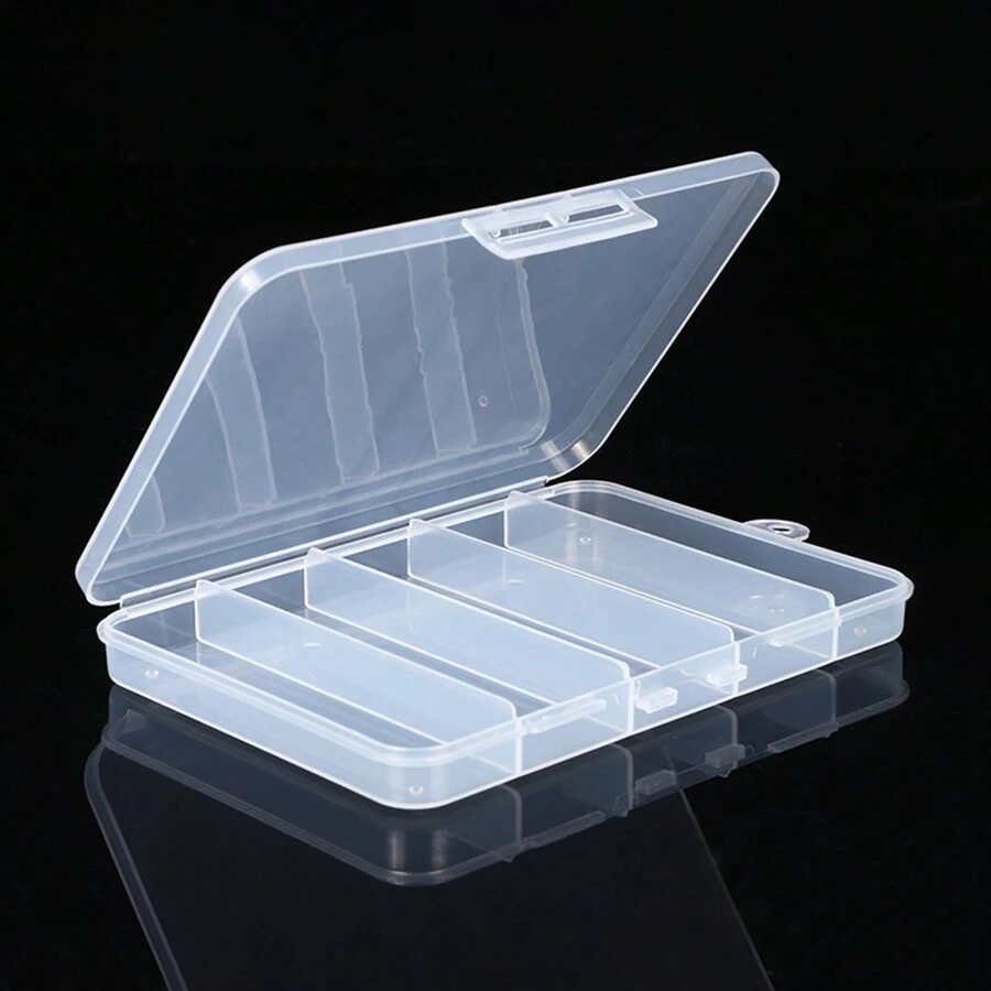 5-Compartment Clear Jewelry Storage Box, Mini Parts Organizer Case For Tackle And Lures Back To School - Clear - View 1