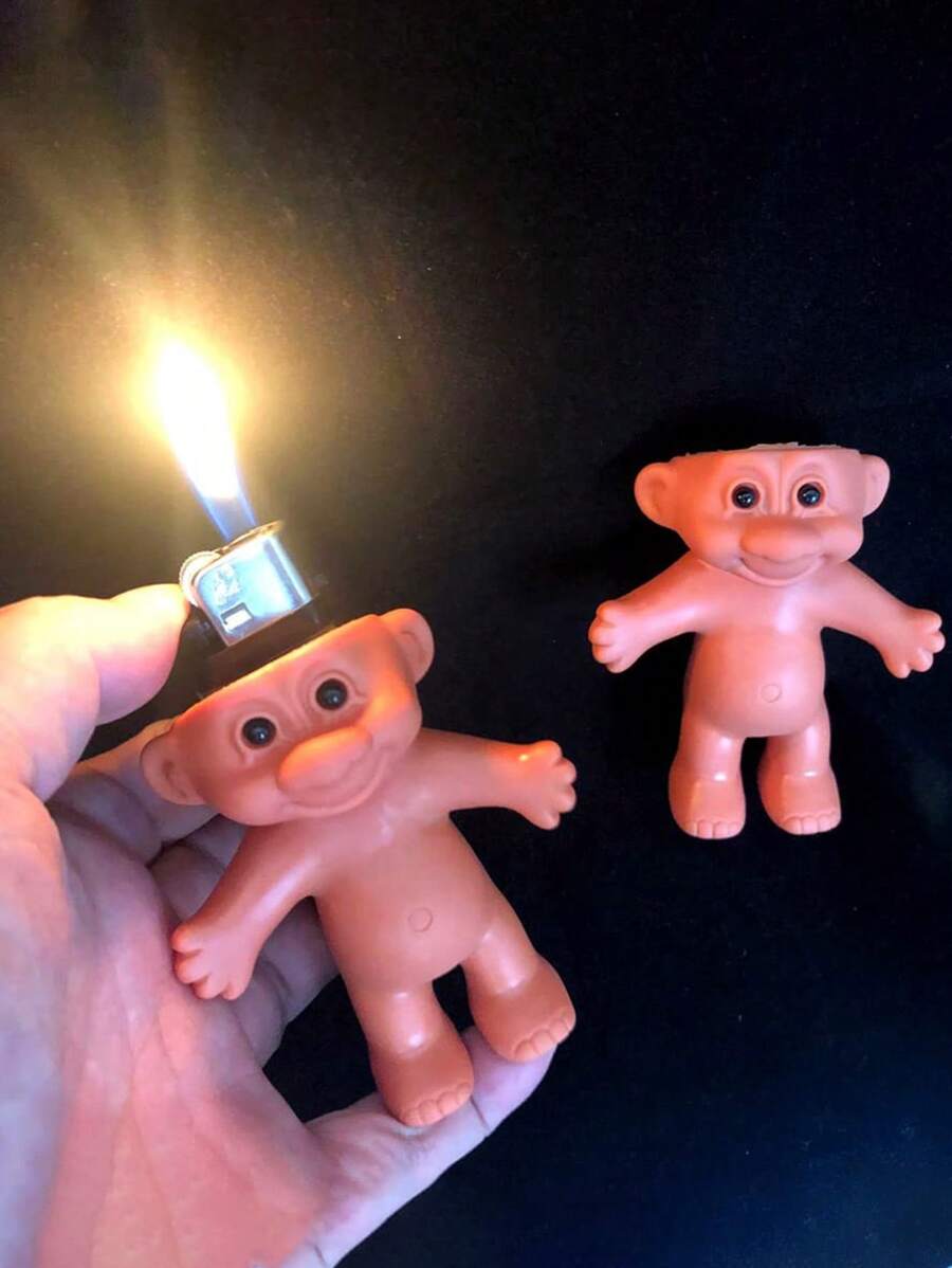 1pc/2pcs Cute Cartoon Doll Shaped Silicone Lighter Case ,Mini Troll