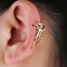 1個創意攀爬女孩耳墜,獨特的體操運動員造型耳夾 - 金色 - 查看 1