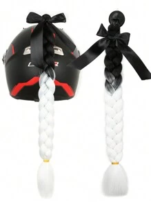 时尚风格 20 英寸 1 件蓝宝石黑色到红色黑色到蓝色黑色到白色蓝色粉色紫色黄色多色头盔辫子头盔辫子头发带可拆卸吸盘带蝴蝶结摩托车头盔马尾辫编织头发尾巴装饰多种颜色适合女性和男性派对日常和节日使用（不含头盔） - 彩色 - 查看 1