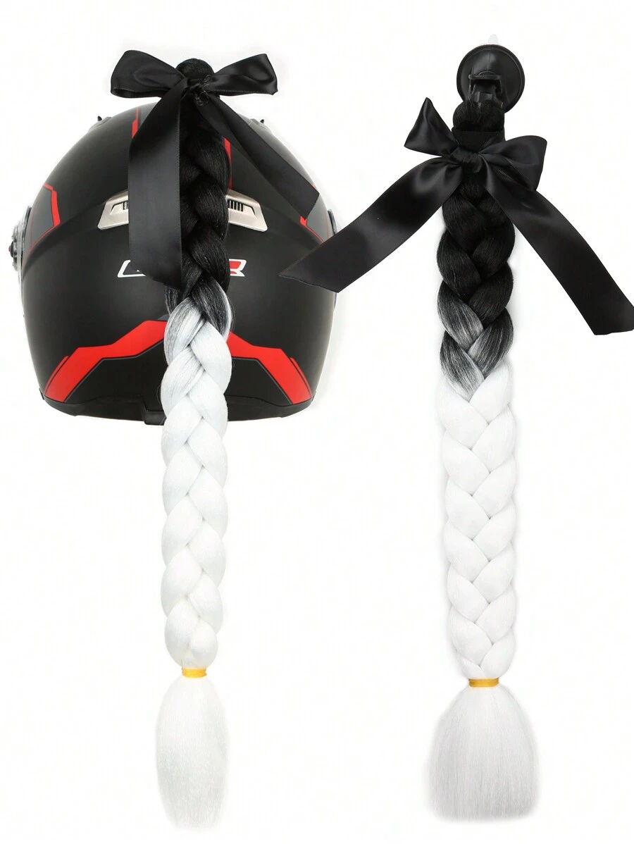 时尚风格 20 英寸 1 件蓝宝石黑色到红色黑色到蓝色黑色到白色蓝色粉色紫色黄色多色头盔辫子头盔辫子头发带可拆卸吸盘带蝴蝶结摩托车头盔马尾辫编织头发尾巴装饰多种颜色适合女性和男性派对日常和节日使用（不含头盔） - 彩色 - 查看 1
