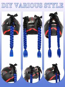 时尚风格 20 英寸 1 件蓝宝石黑色到红色黑色到蓝色黑色到白色蓝色粉色紫色黄色多色头盔辫子头盔辫子头发带可拆卸吸盘带蝴蝶结摩托车头盔马尾辫编织头发尾巴装饰多种颜色适合女性和男性派对日常和节日使用（不含头盔） - 彩色 - 查看 4