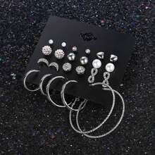 24 件仿珍珠心形耳环女士耳饰套装适合日常使用随机发货黑色或白色情人节卡片