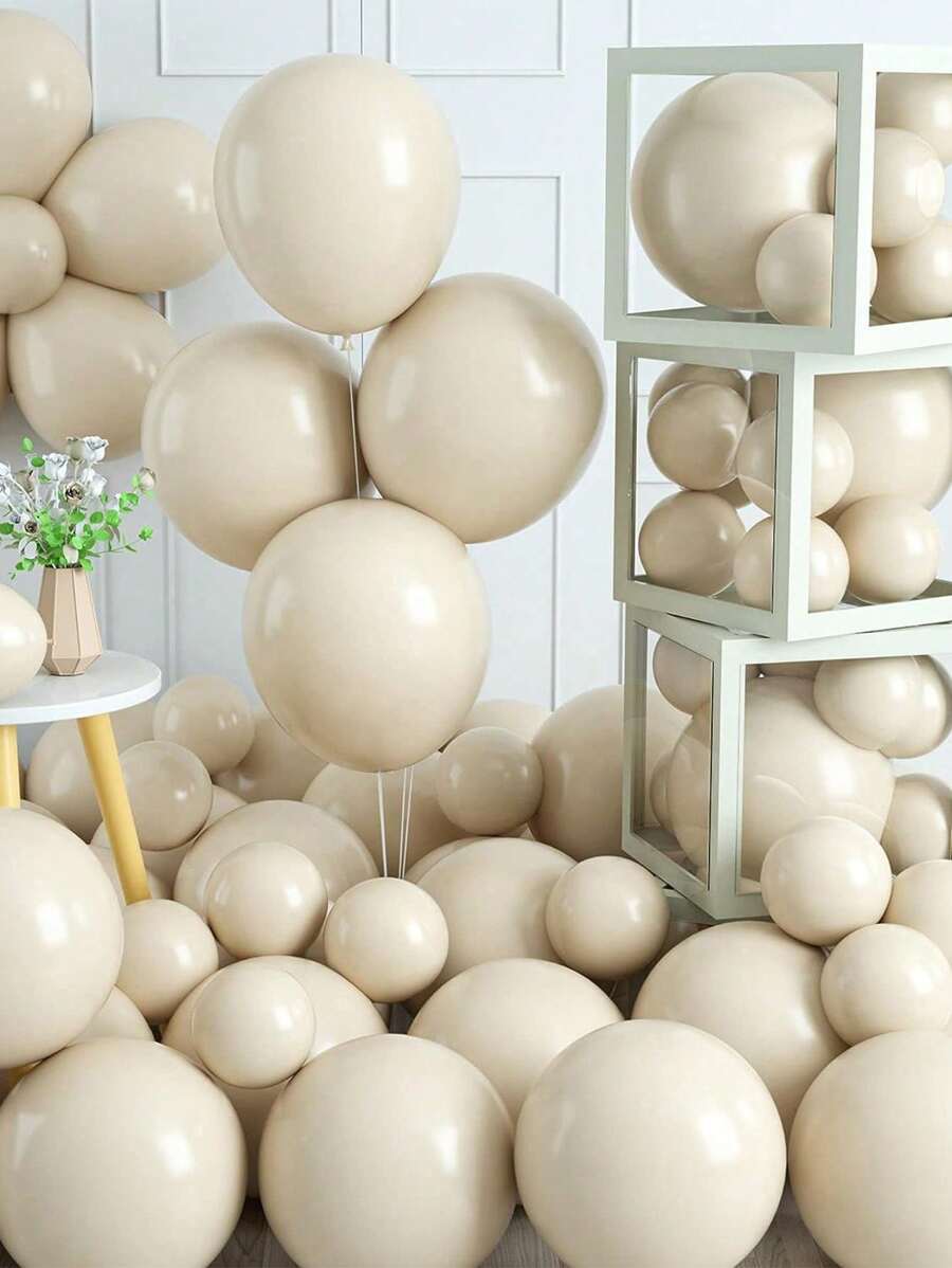 5 Inch Mini 50 Retro Sand White Latex Balloons Cute Balloons Suitable For Birthday, Wedding, Party Decoration,Christmas