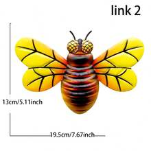 1入組戶外裝飾蜜蜂形狀的金屬飾品吊飾,有4種顏色可選,可掛在牆上或花園裡作為禮物 - 彩色 - 查看 3