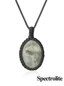 1個橢圓自然石項鍊水晶項鍊,繩套裝自然石英項鍊,適用於女士男士編織靈性飾品 - Necklace - 查看 9