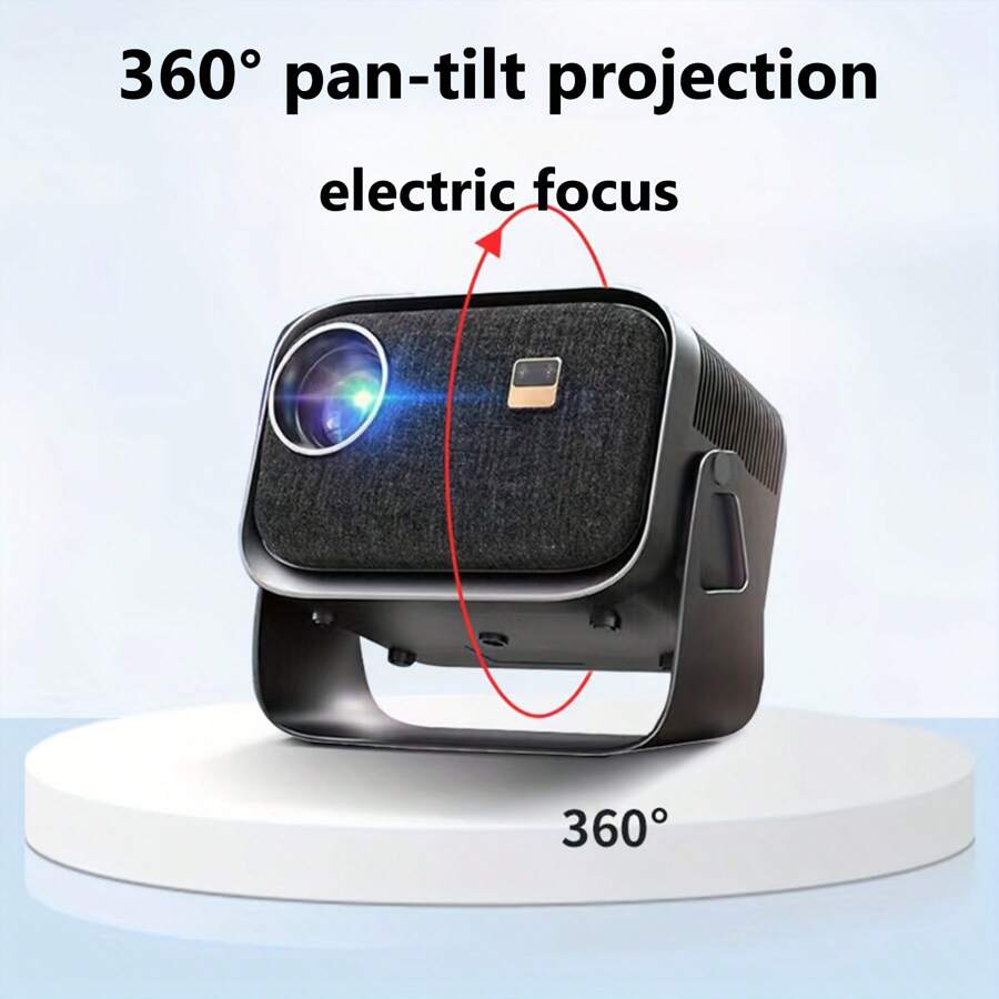 K6 便攜式投影機帶雲台,兼容安卓投影儀,原生720p支援解碼4k視頻,360°自由調節,兼容高清/usb/av/智慧型手機/筆記型電腦 - 黑色 - 查看 1