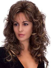 20 Inch Women's Fashion Wavy Ombre Synthetic Wig With Bangs, Fluffy Natural Look, Suitable For Daily Wear, Festivals, Weddings, Parties, Halloween - Multicolor - View 2