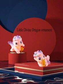 2pcs Miniature Landscape Lucky Beast Dragon Figurines Creative Dragon Year Desk, Car, Home Decorations(Pink&White) - Multicolor - View 1