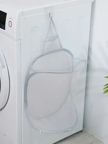 1入組壁掛式可摺疊洗衣籃,適用於浴室,洗澡間和整潔衣物存儲 - 灰色 - 查看 2