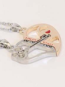 2入組時尚情侶鑰匙吊墜鎖鍊,獨特設計的心形情人節禮物珠寶 - 彩色 - 查看 4