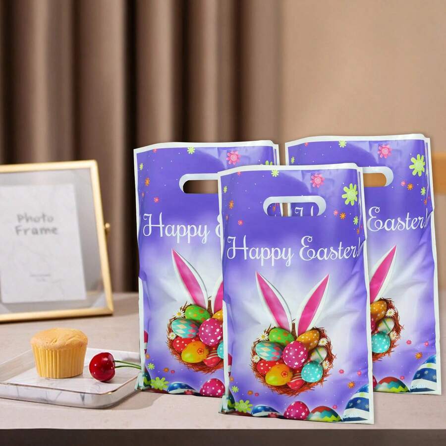 30pcs Colorful Easter Egg & Bunny Ear & Flower Design Party Gift Bag, Candy Cake Pearlized Bag, Festival Birthday Themed Party Favor And Return Gift Supplies - Multicolor - View 1