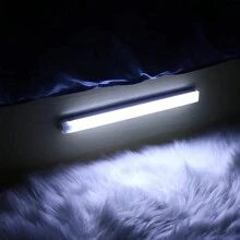 1pc Led Motion Sensor Cabinet Light Usb Charging Magnetic Night Lamp For Bedroom Kitchen Showcase Bathroom Wardrobe Decoration, White, Available In 10cm/20cm/30cm/50cm - White - View 4