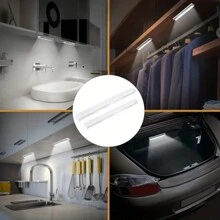1pc Led Motion Sensor Cabinet Light Usb Charging Magnetic Night Lamp For Bedroom Kitchen Showcase Bathroom Wardrobe Decoration, White, Available In 10cm/20cm/30cm/50cm - White - View 3