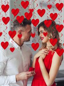 3入組/6入組情人節掛飾心形旋轉裝飾品,閃爍心形花環,心形螺旋吊墜,紅色吊式天花板裝飾品,適用於派對裝飾,適合情人節、母親節、生日、婚禮新娘禮品、訂婚派對、周年慶祝用的裝飾用品 - 紅色 - 查看 3