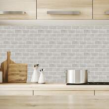 10pcs Wall Tile Style Peel And Stick Backsplash Tiles, Waterproof Kitchen Tile Stickers, Thick Crystal Removable Backsplash For Kitchen - Multicolor - View 5