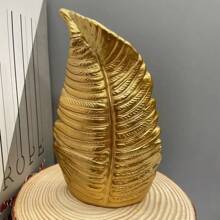 Resin Craft Potted Plant Sculpture Decoration For Home, Office, Living Room, Bedroom, Study Desk, Balcony Best Gifts Birthday - Gold - View 3