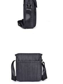 1入實色休閒簡約尼龍多功能防水斜背肩袋正方形包適用於男性戶外旅行