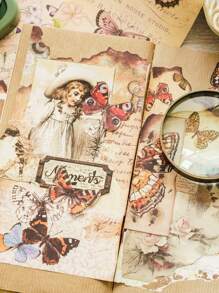 1book/10sheets, 3sheets Per Pattern, 30sheets In Total, Burnt Book Pages Series Vintage Ins English Letter Notebook Decoration Paper - Multicolor - View 5