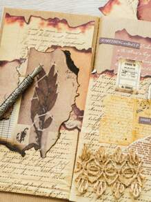 1book/10sheets, 3sheets Per Pattern, 30sheets In Total, Burnt Book Pages Series Vintage Ins English Letter Notebook Decoration Paper - Multicolor - View 8