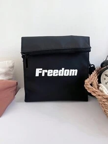 兒童兩用肩背包、斜背包、背包,搭配休閒字母印花,適合男孩女孩 - 黑色 - 查看 2