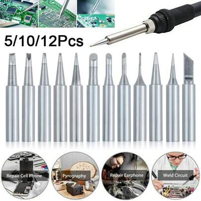 Lödkolv Tips Ren koppar Lödkolv Huvud Uppsättningar DIY Elektrusk Lödkolv Ersättningstips Reparationsverktyg