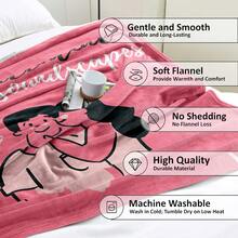 1件粉色肖像和心形圖案印花毛毯,舒適法蘭絨長方形柔軟沙發罩,情人節、新年、日常使用和家居裝飾的禮物 - 粉色 - 查看 3