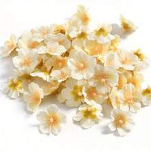 50pcs Simulation Small Cherry Blossom Petals, Mini Silk Flower Artificial Flower Garland Accessories, Fake Flower Head For Home Wedding Decoration - Blue - View 11