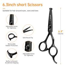 Pet Dog Safety Scissors, Round Tip Scissors Set, Pet Beauty Tool, Pet Grooming Scissors - Black - View 3