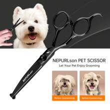 Pet Dog Safety Scissors, Round Tip Scissors Set, Pet Beauty Tool, Pet Grooming Scissors - Black - View 7