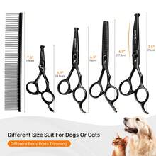 Pet Dog Safety Scissors, Round Tip Scissors Set, Pet Beauty Tool, Pet Grooming Scissors - Black - View 2