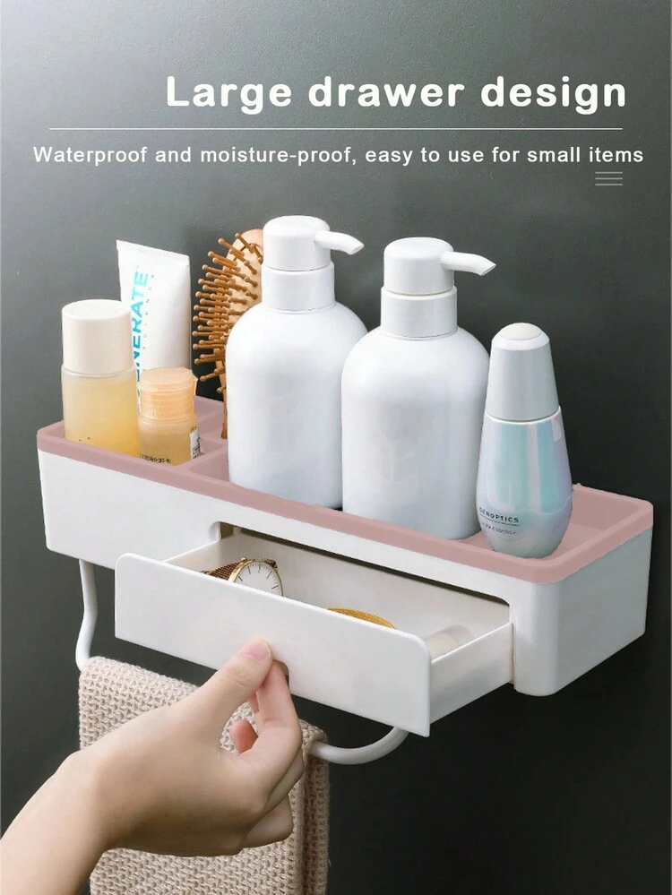 Organizzatore Da Parete Per Doccia In Plastica Trasparente - Mensola A Strappo, Installazione Senza Fori - Lungo, Per Bagno E Cucina