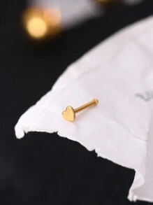 1 件时尚女士不锈钢心形鼻钉 - 金黃色 - 查看 5